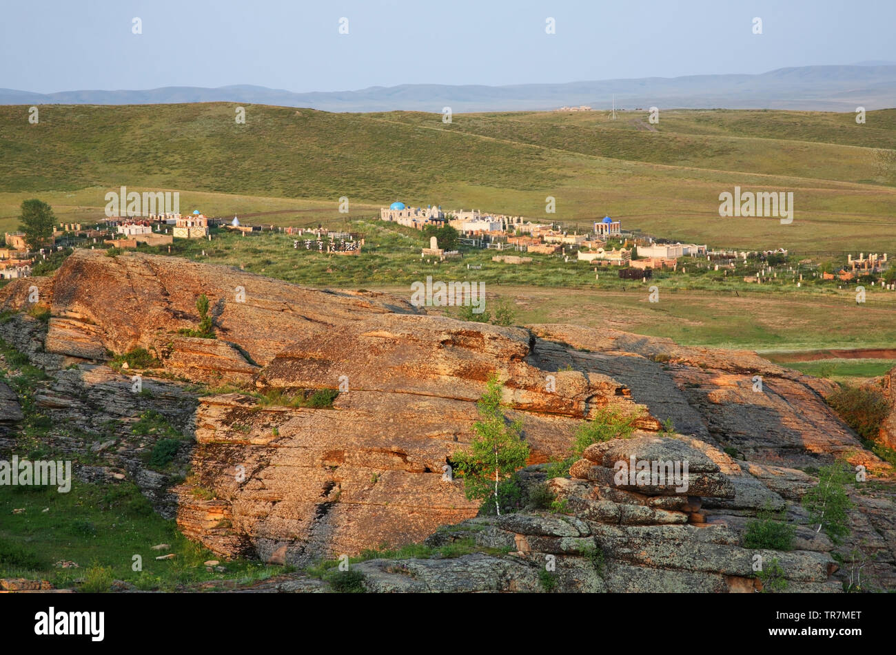 Cemetery in Karkaralinsk. Karaganda Oblast. Kazakhstan Stock Photo