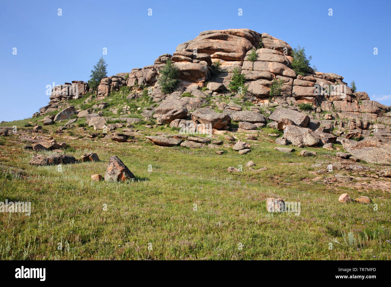 Rocks near Karkaralinsk. Karaganda Oblast. Kazakhstan Stock Photo