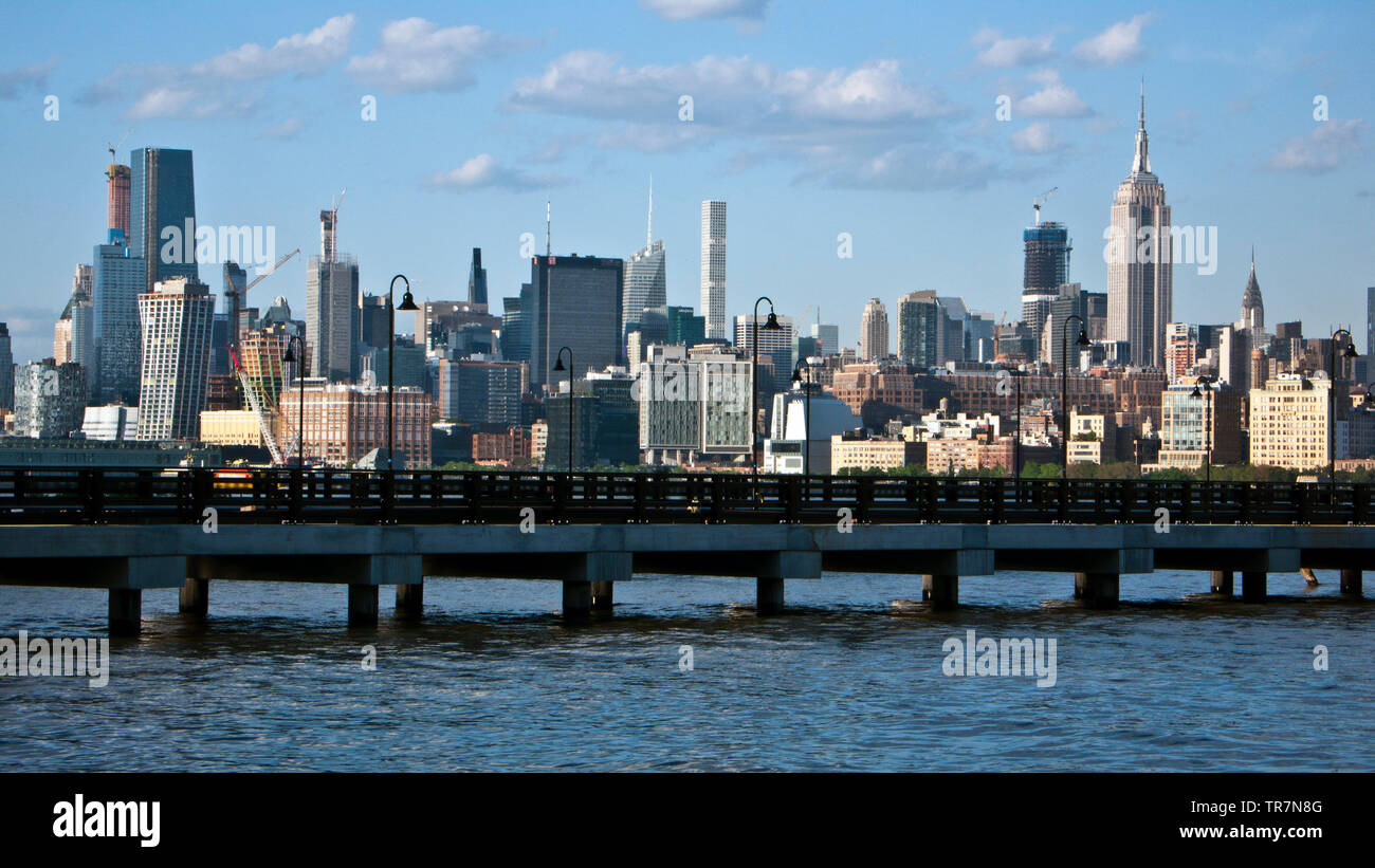 Distant Midtown Manhattan New York City Skyline seen from the waterfront of  Newport, Jersey City, NJ, USA Stock Photo - Alamy