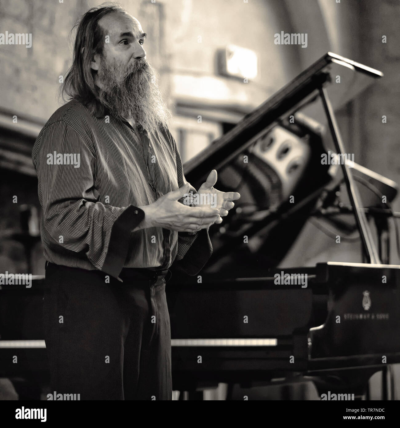 Pianist Lubomyr Melnyk on stage at Seachange festival, UK. 2019 Stock Photo