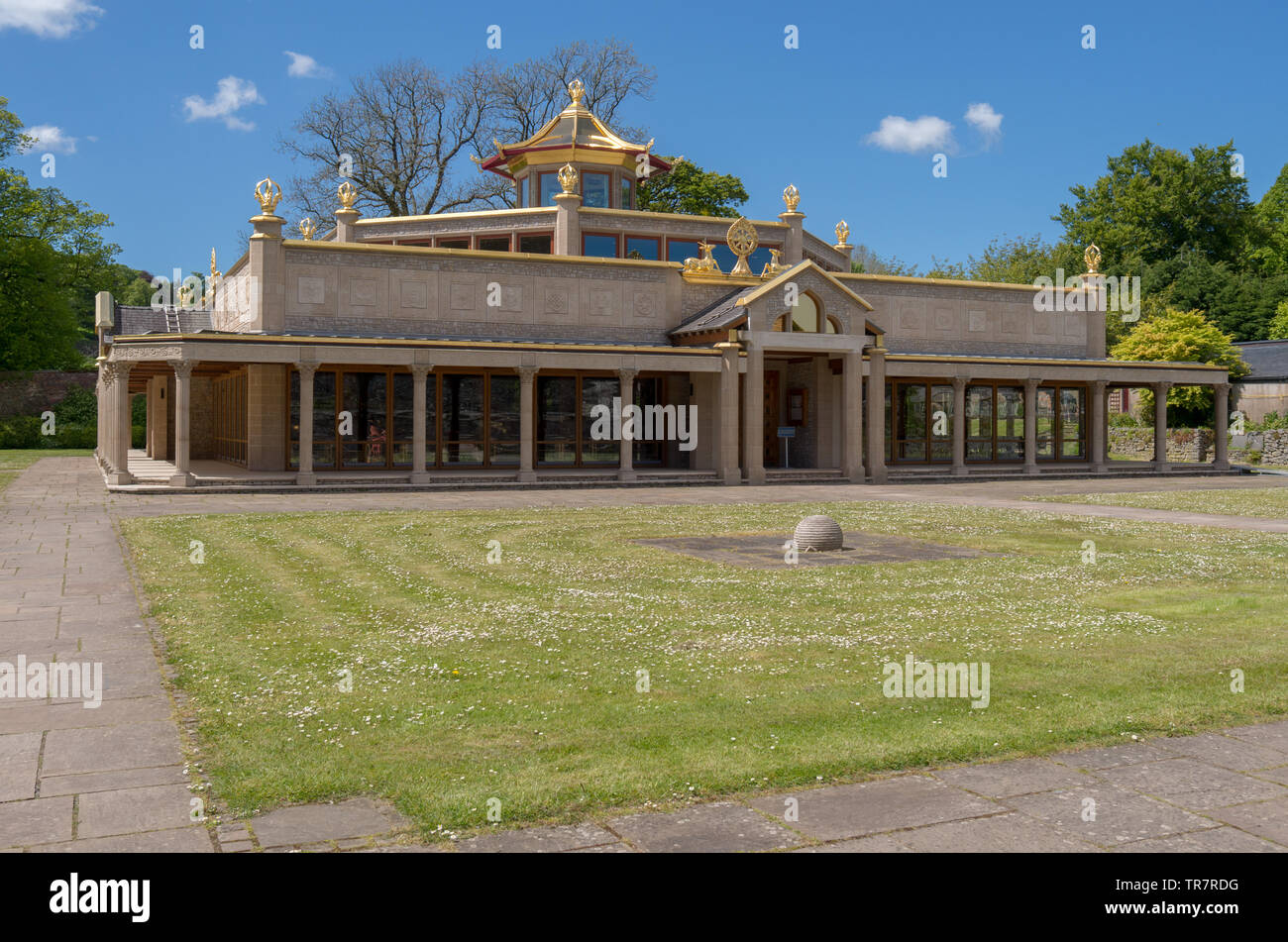 The Temple at The Bhuddist Manjushri Kadampa Meditation Centre at  Conishead Priory near Ulverston, Cumbria Stock Photo