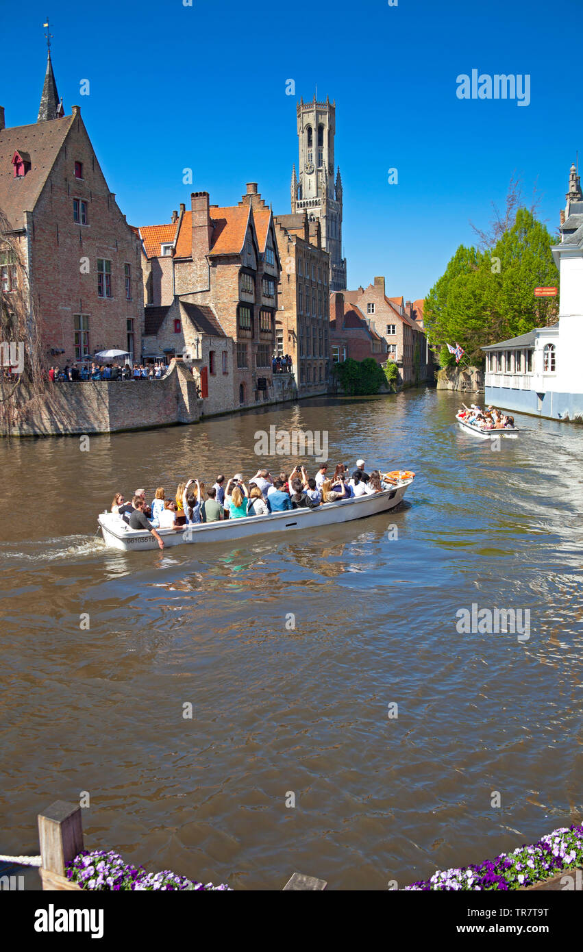 Bruges, sightseeing boat trip, Belgium, Europe Stock Photo