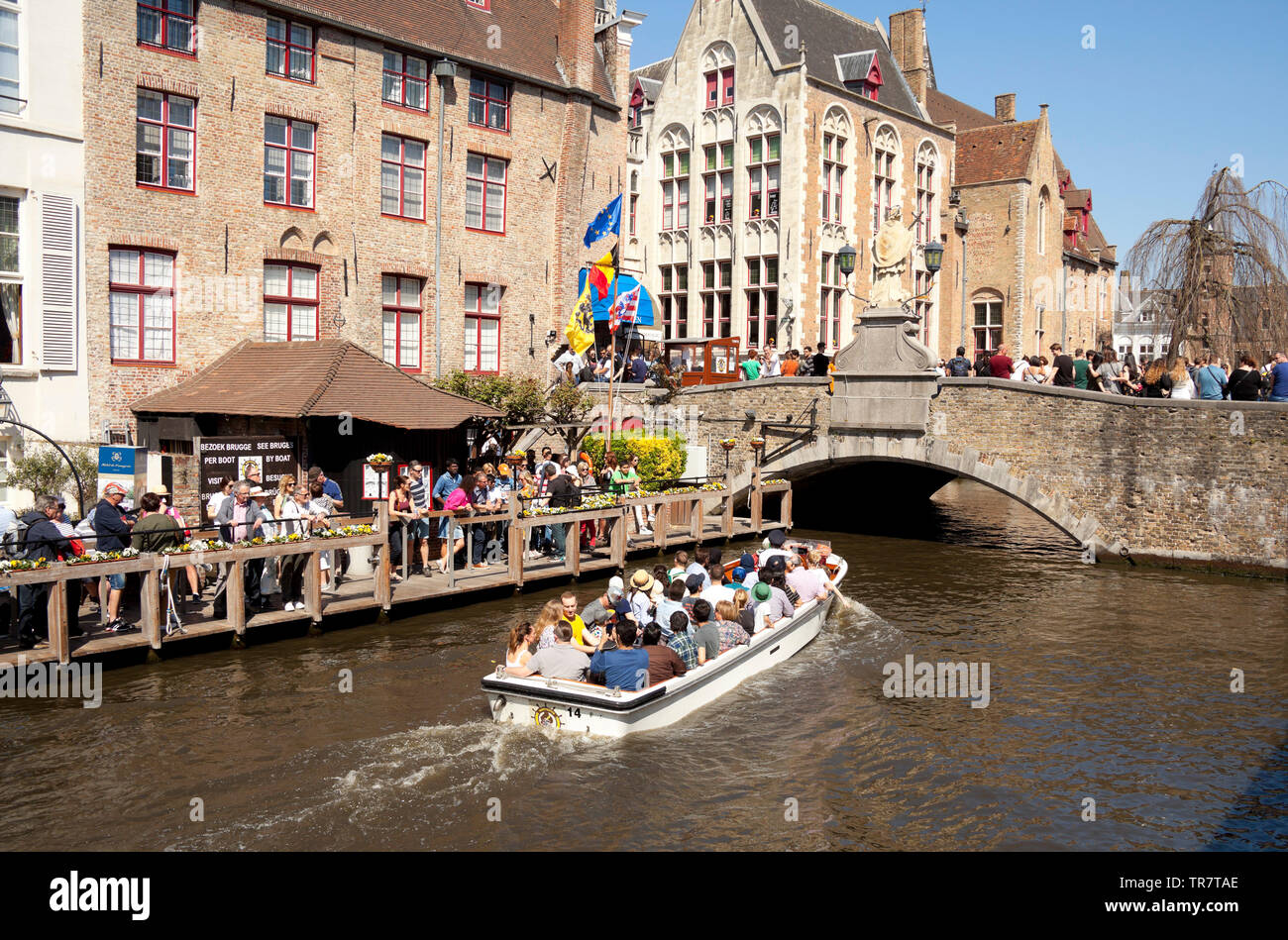 Bruges, sightseeing boat trip, Belgium, Europe Stock Photo