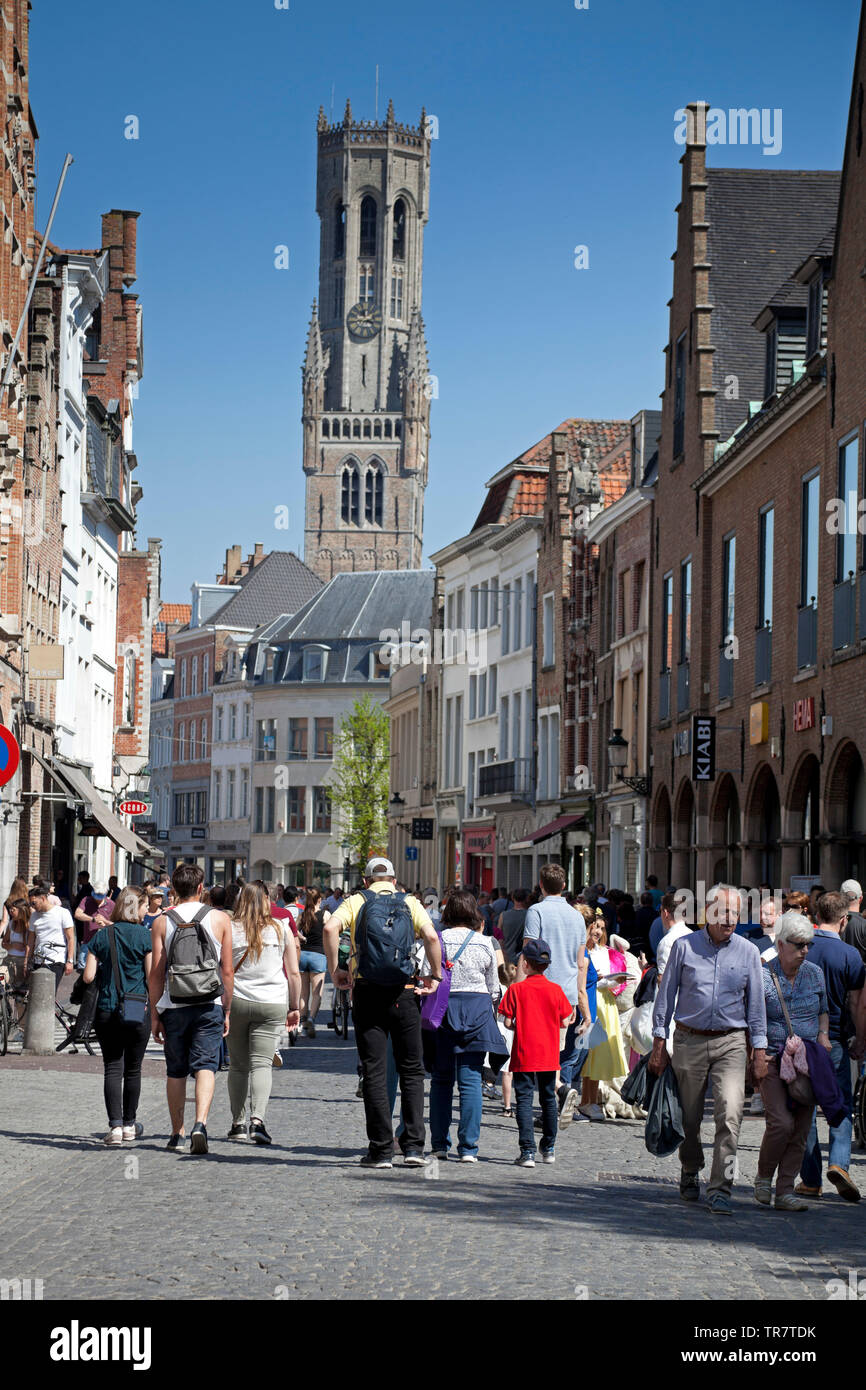 Belfry clock tower, Bruges, Belgium, Europe Stock Photo