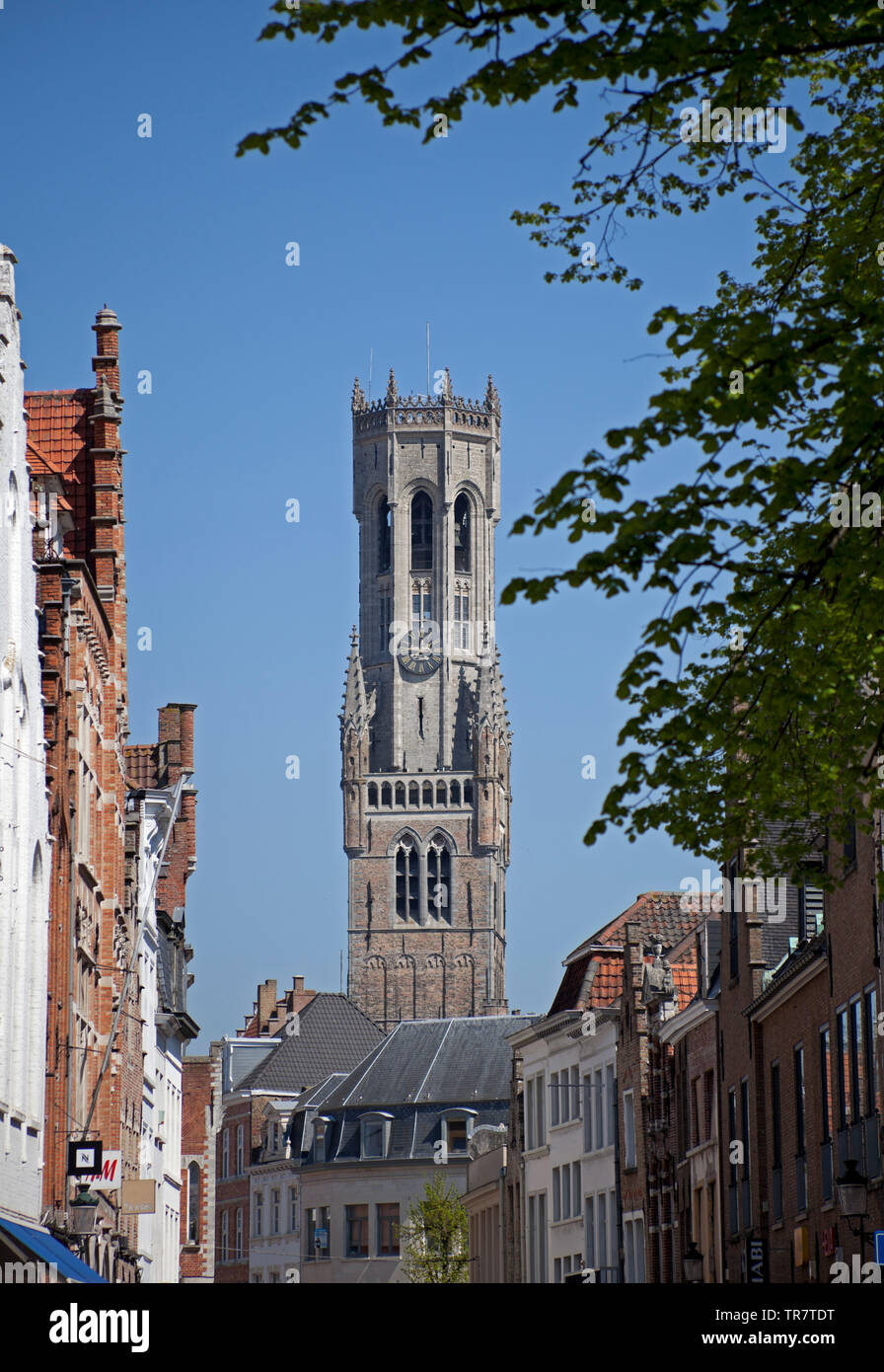 Belfry clock tower, Markt, Bruges, Belgium, Europe Stock Photo