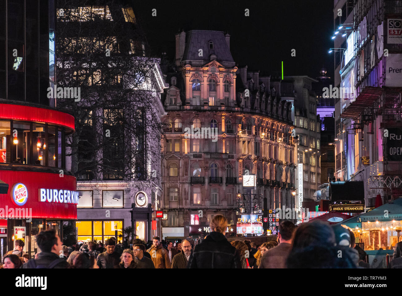 London, view of Leicester Square at night Stock Photo