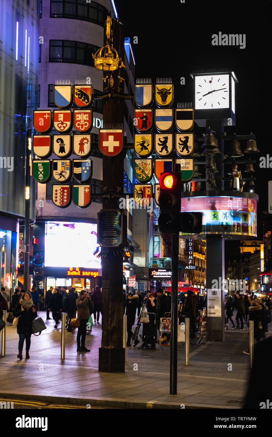 London, view of Leicester Square at night Stock Photo