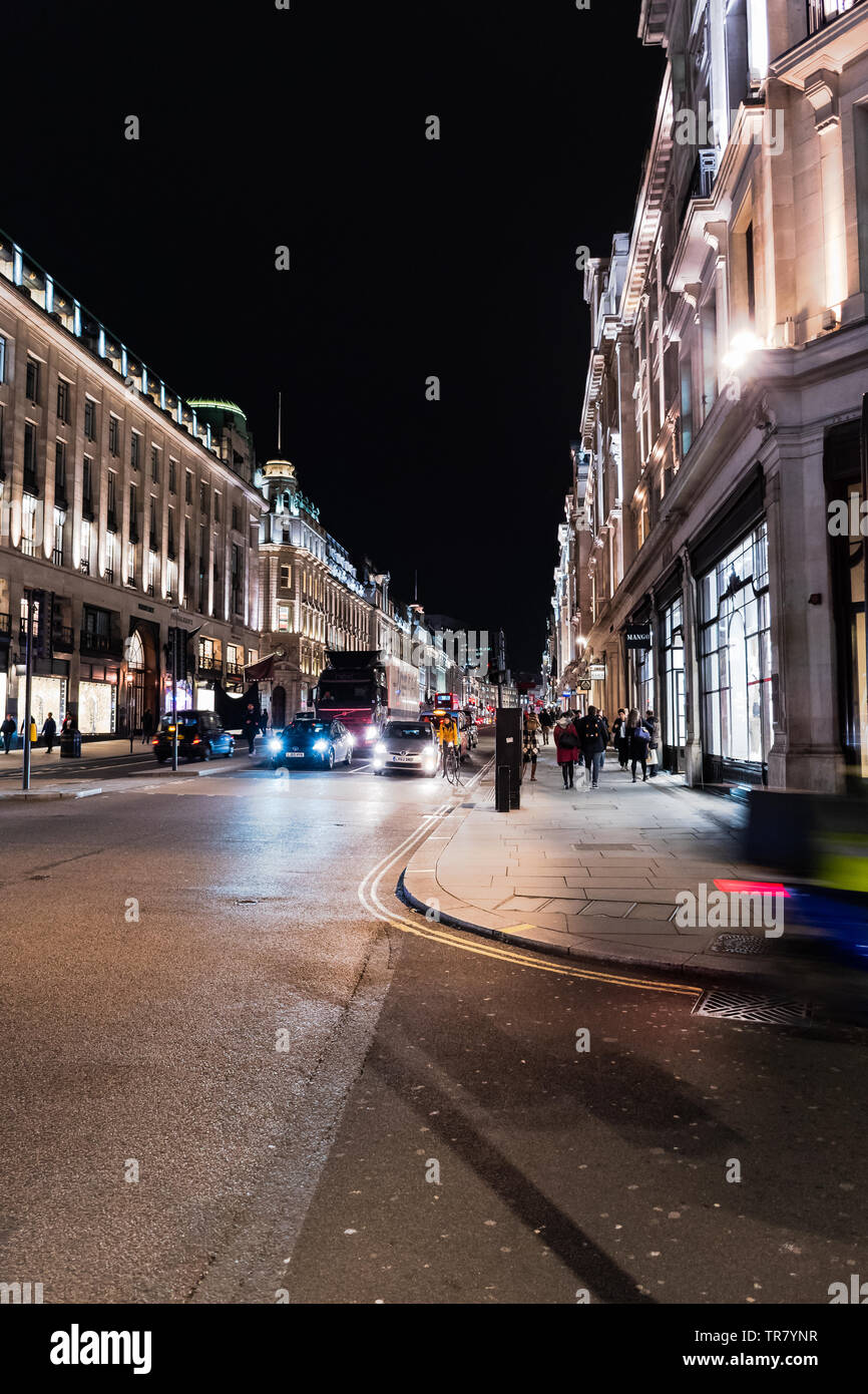 London, view of Regent St at night Stock Photo