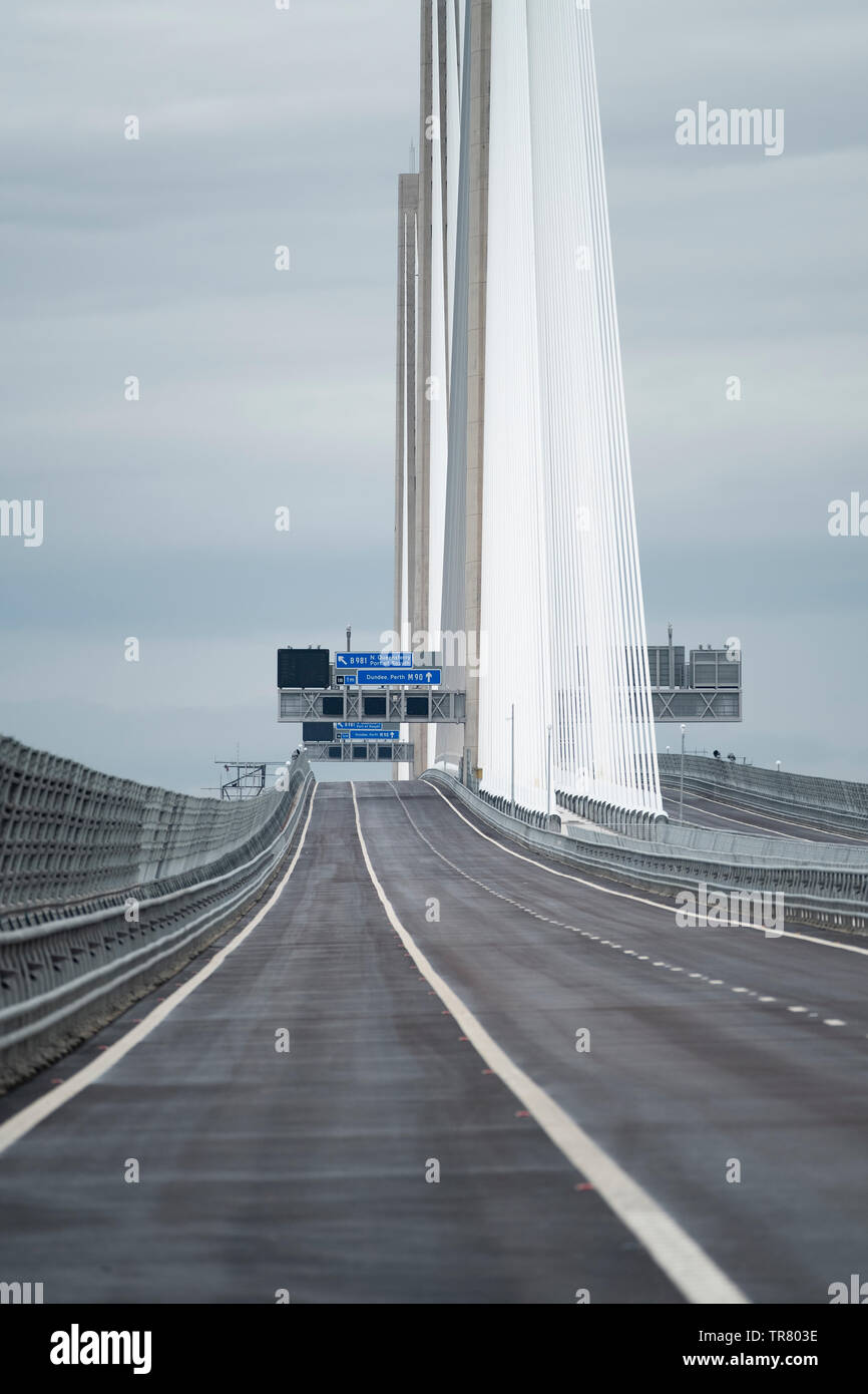 View of  an empty Queensferry Crossing Bridge on the official opening day on 4 September 2017. Stock Photo