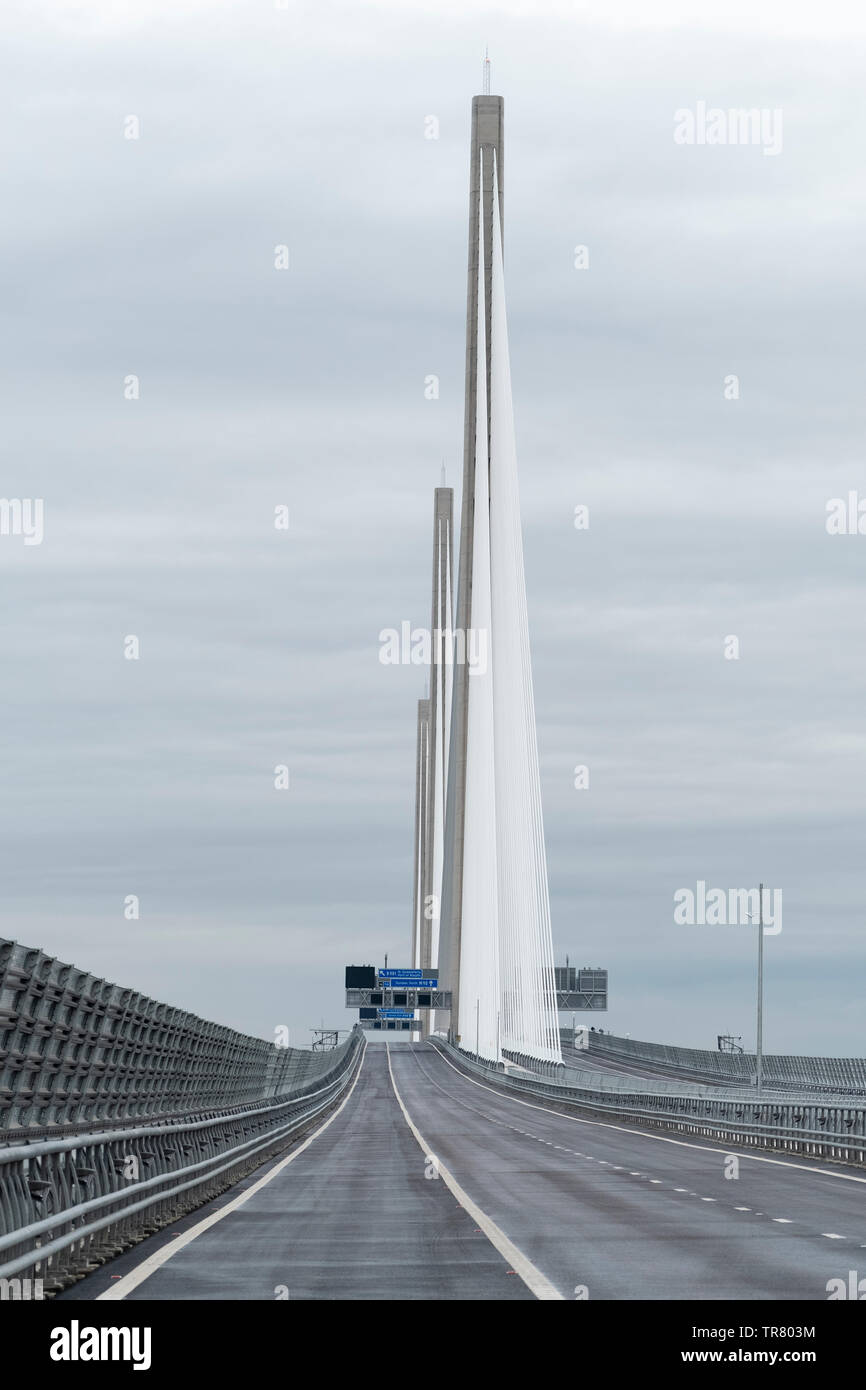 View of  an empty Queensferry Crossing Bridge on the official opening day on 4 September 2017. Stock Photo