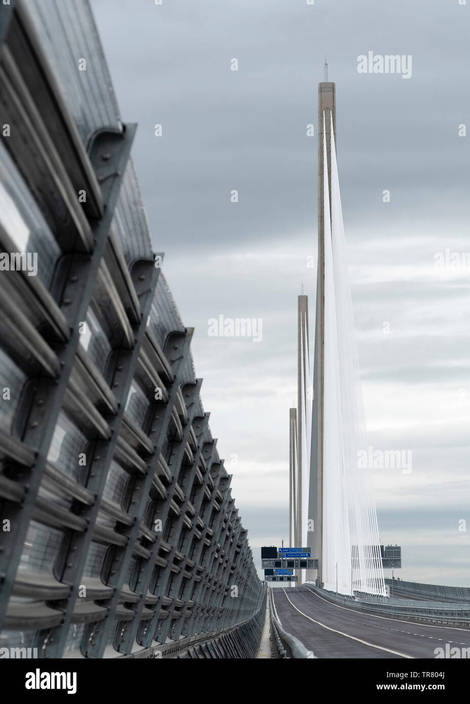 View of  an empty Queensferry Crossing Bridge on the official opening day on 4 September 2017. Stock Photo