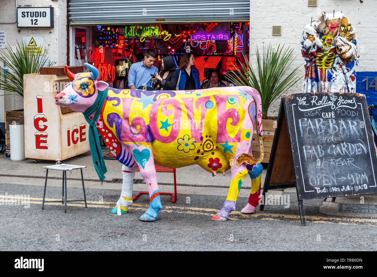 God's Own Junk Yard art store and cafe, featuring neon and lightbulb