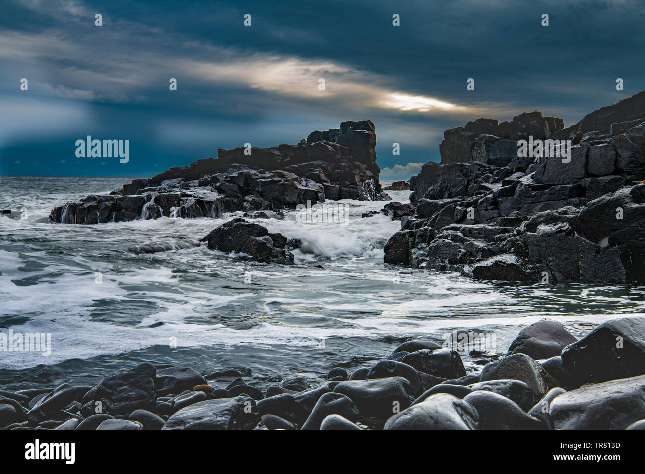 Dark Skies spell trouble at sea Stock Photo
