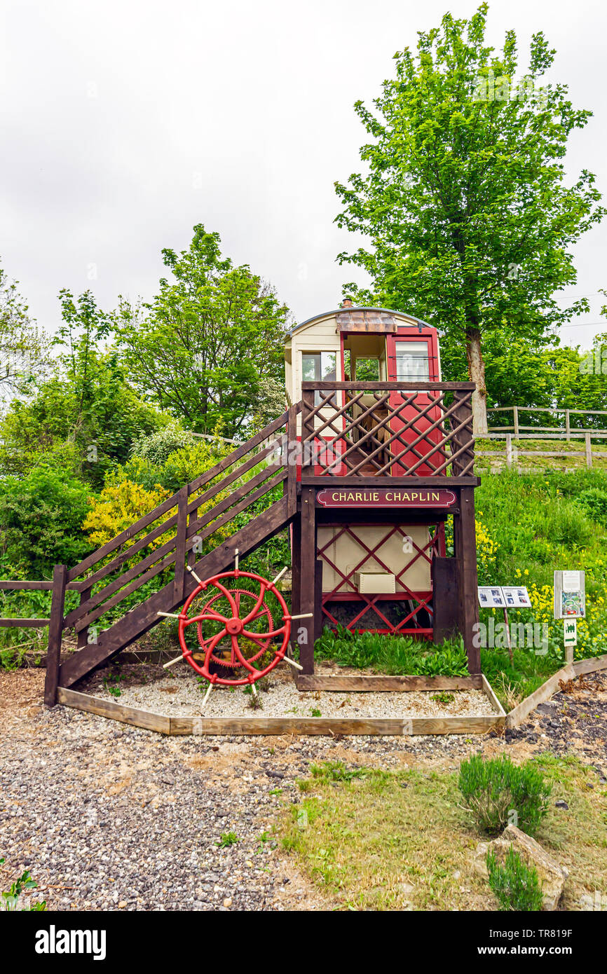 'Charlie Chaplin' Folkstone Funicular Step lift Carriage at Elham