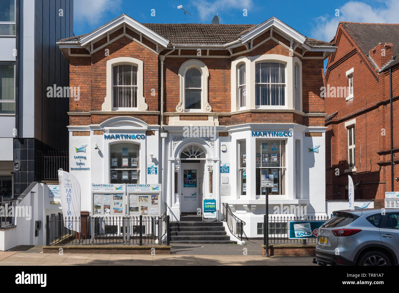 Martin & Co estate agents and letting agents office in a Victorian building on Waterloo Road, Wolverhampton, UK Stock Photo
