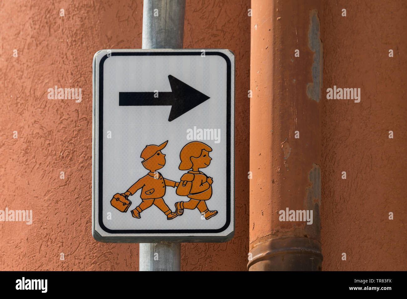 School way sign in Cervignano del Friuli, Italy Stock Photo
