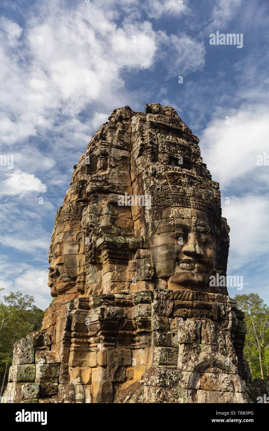 Ancient stone faces of Bayon Temple, Angkor Thom, UNESCO World Heritage Site, Siem Reap Province, Cambodia, Indochina, Southeast Asia, Asia Stock Photo