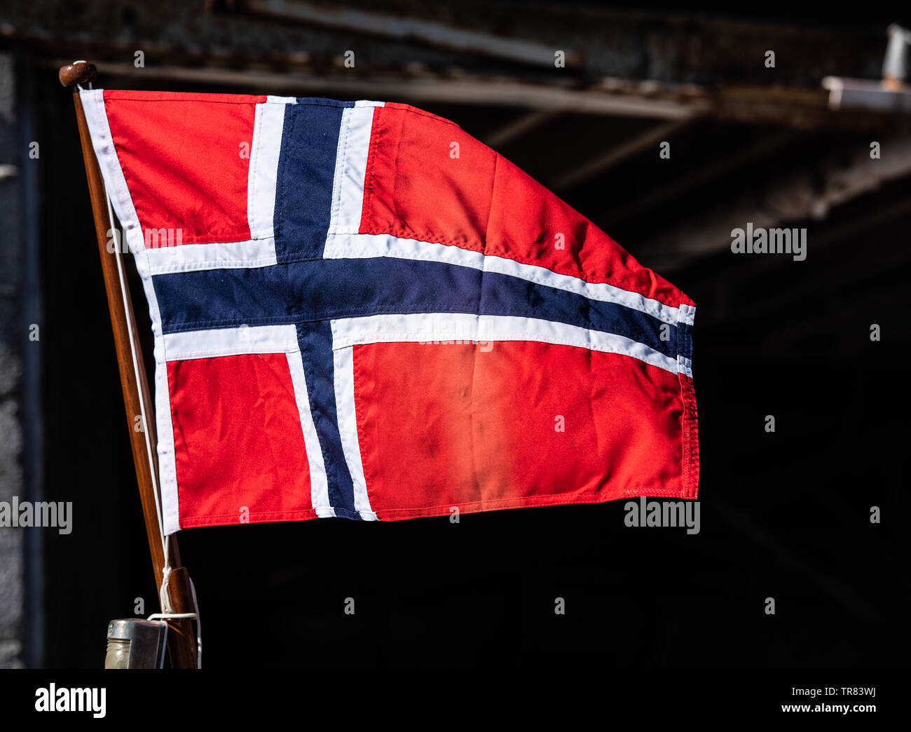 Flag of Norway waving in the wind Stock Photo - Alamy