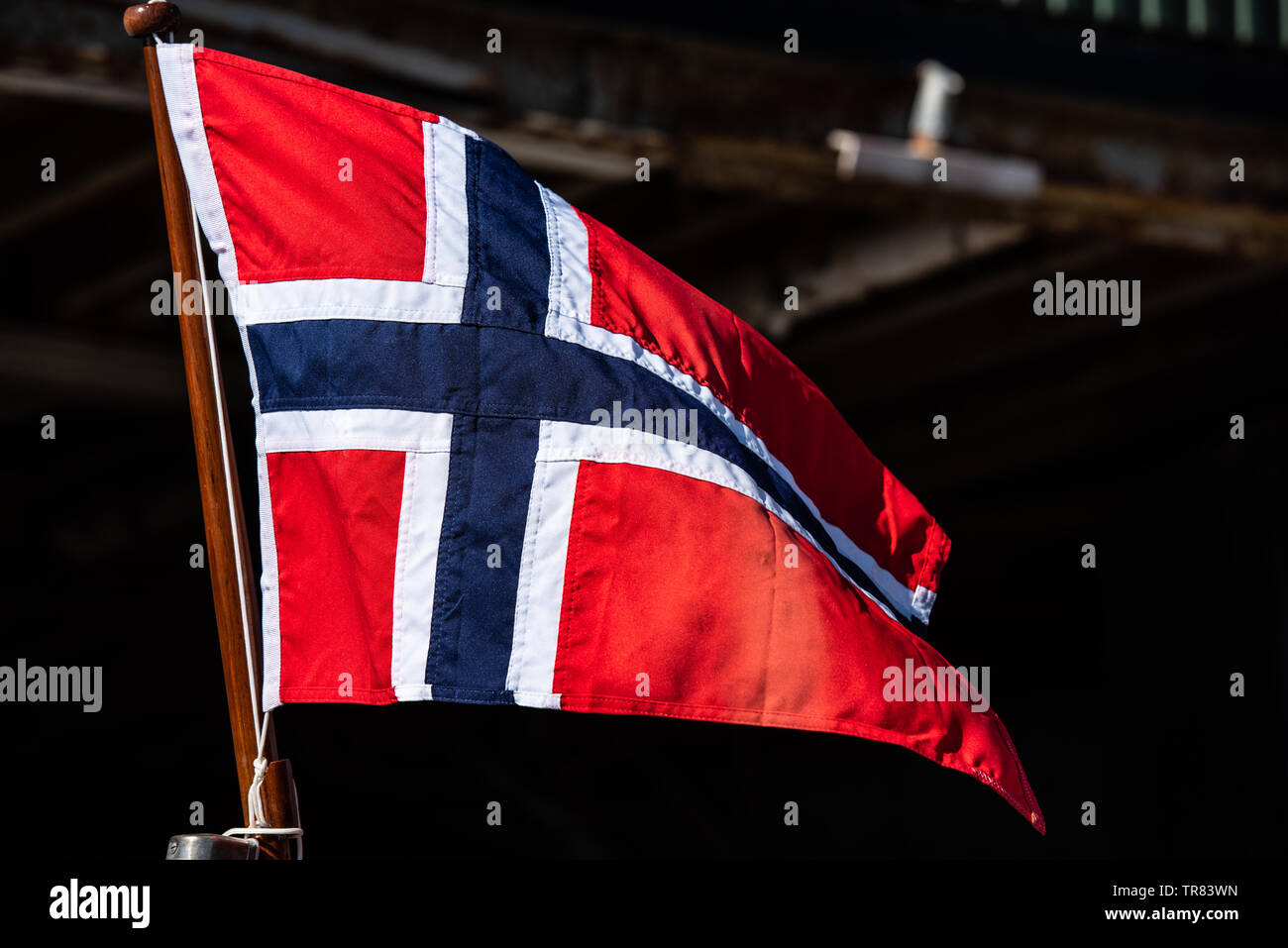 Flag of Norway waving in the wind Stock Photo - Alamy