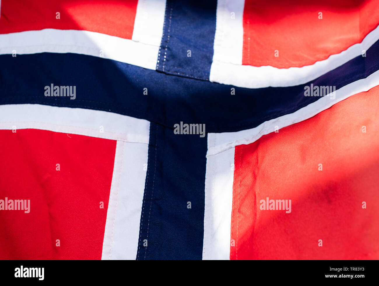 Flag of Norway waving in the wind Stock Photo - Alamy