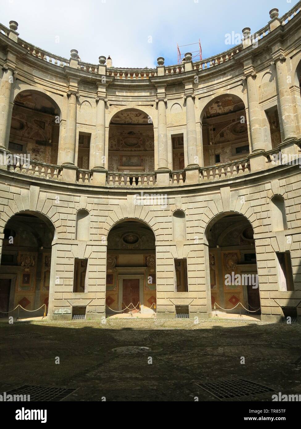 Interior of the Villa Farnese showing the curved walls of the inner ...