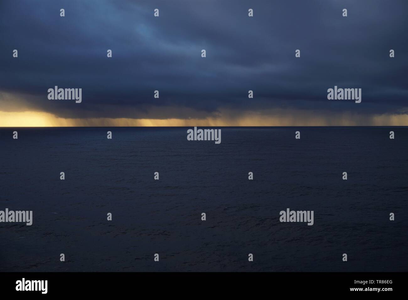 An ocean storm near the port of Hilo Hawaii Stock Photo