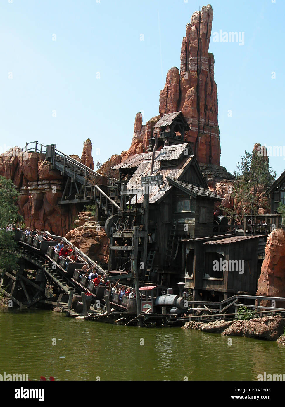 Rollercoaster ride called Big Thunder Mountain, Frontierland, Disneyland, Paris, France Stock Photo