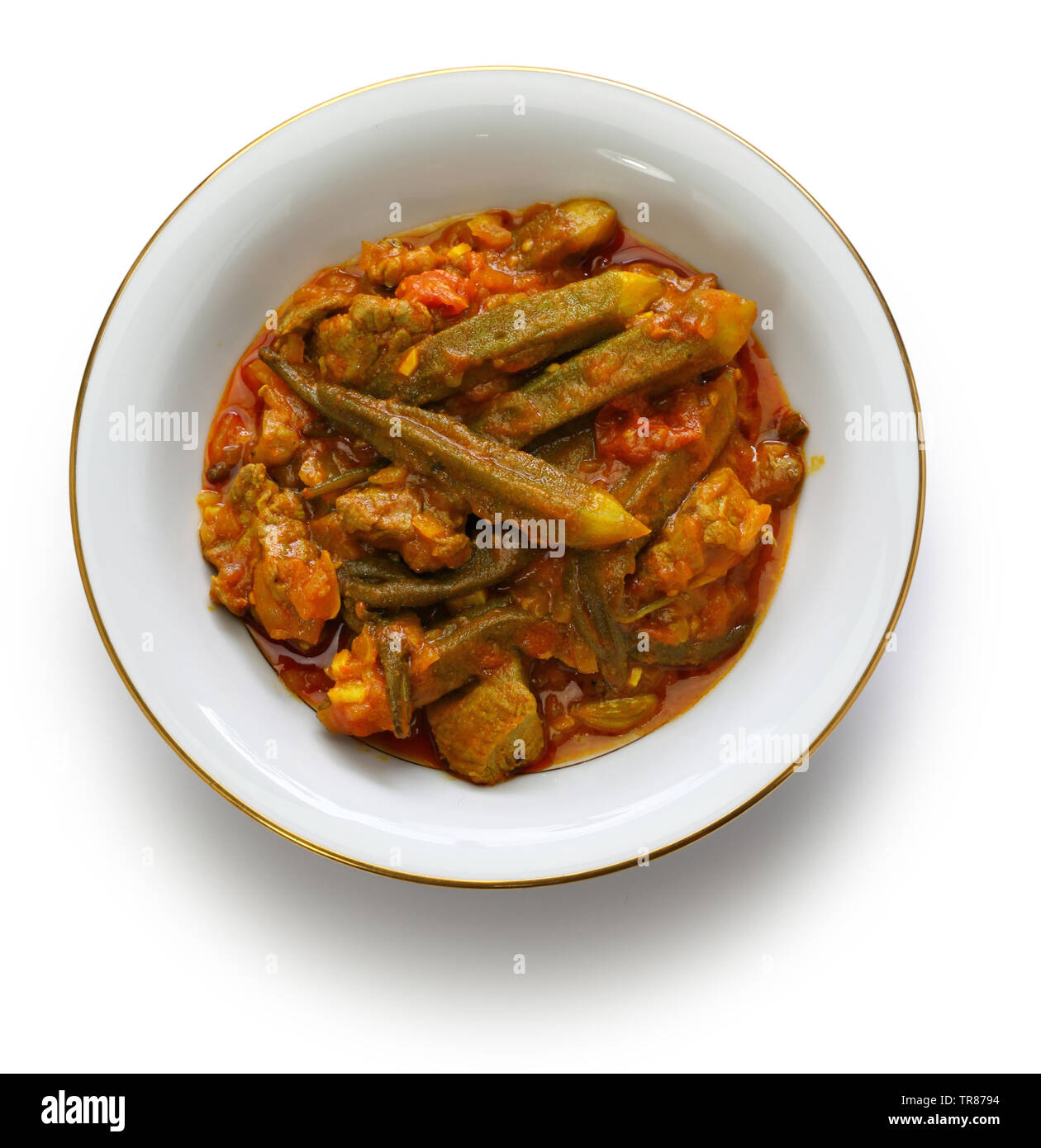khoresh bamieh, iranian okra stew isolated on white background Stock Photo Alamy