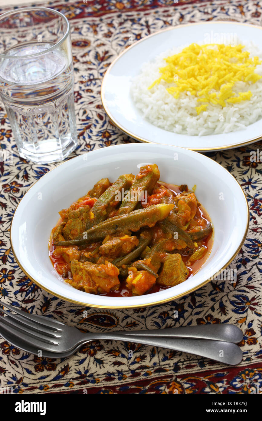 khoresh bamieh, iranian okra stew Stock Photo Alamy