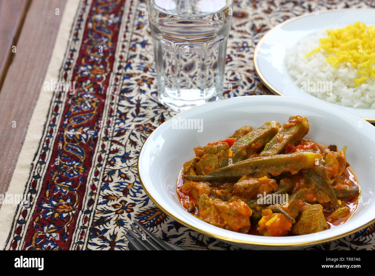 khoresh bamieh, iranian okra stew Stock Photo Alamy