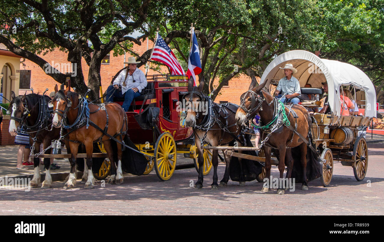 Fort Worth, Texas MAY 24, 2019 Stockyards Station horse drawn