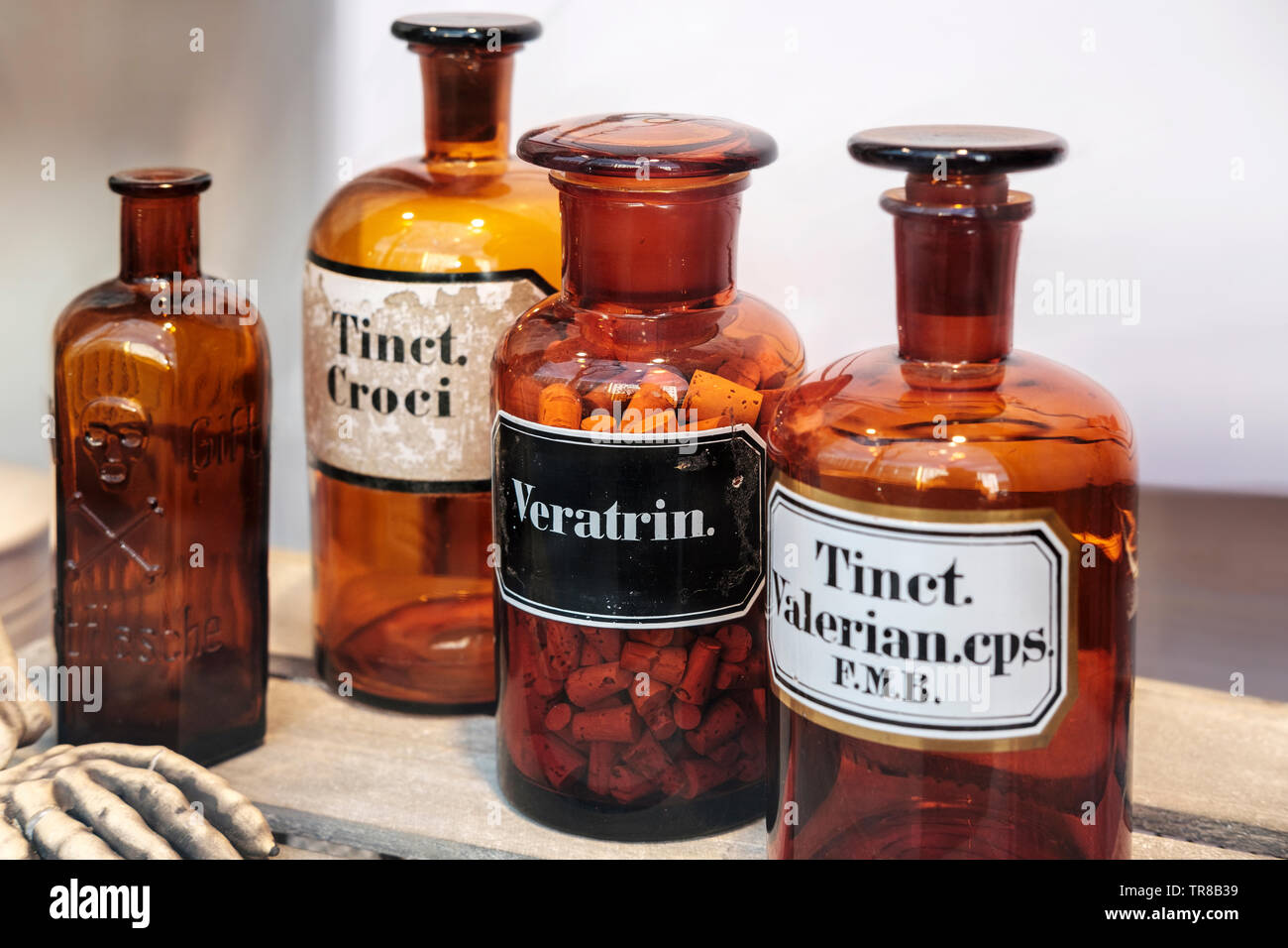Vintage  pharmacy bottles Stock Photo