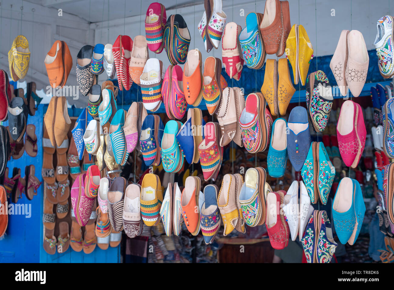 Babouche shop in Essaouira Medina Stock Photo