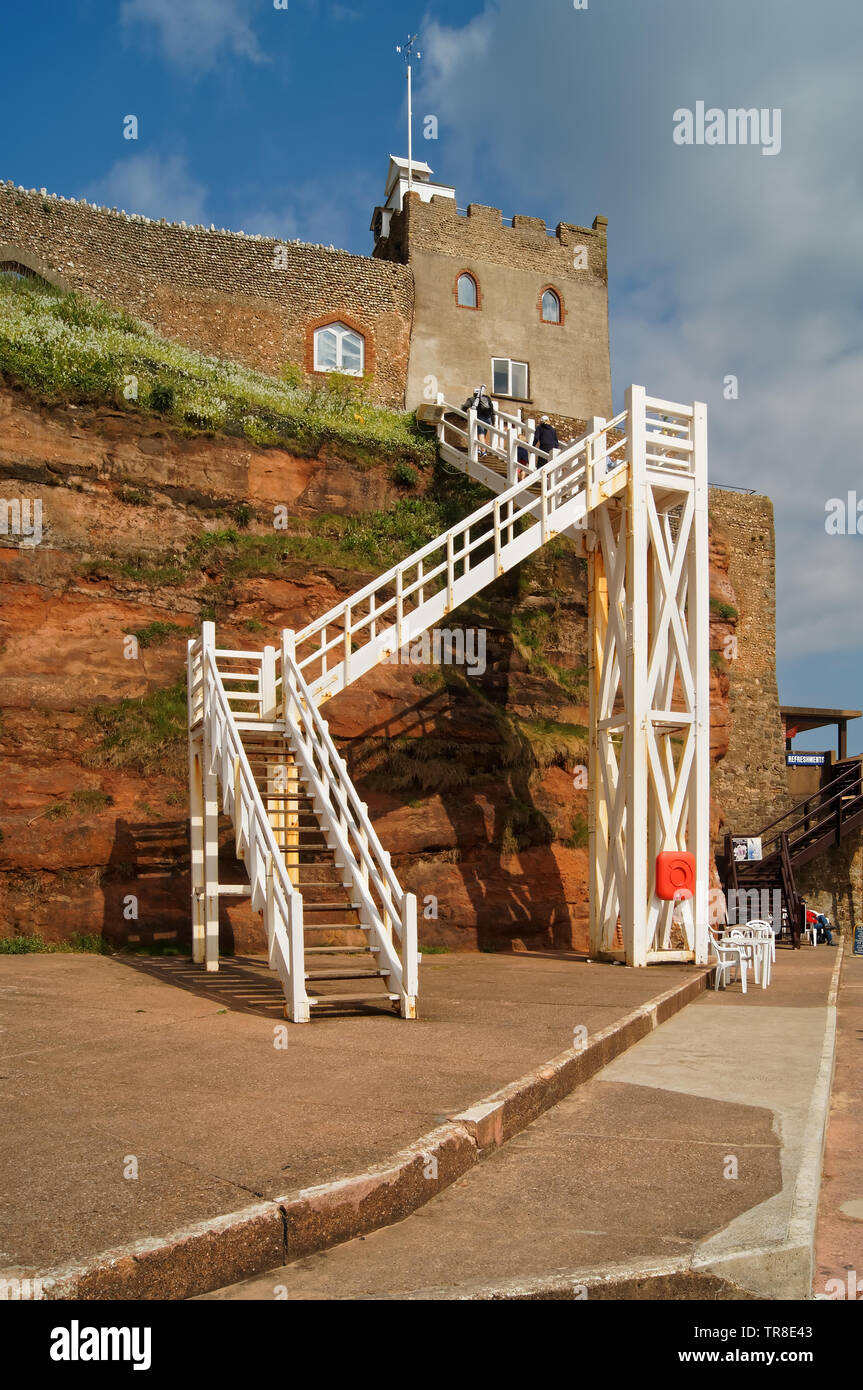 UK,Devon,Sidmouth,Jacobs Ladder & The Clock Tower at Connaught Gardens
