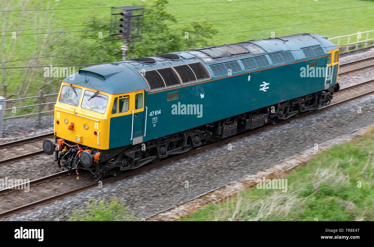 Locomotive, Class 47, 47614 of Locomotive Services Limited, near Penrith, Stock Photo