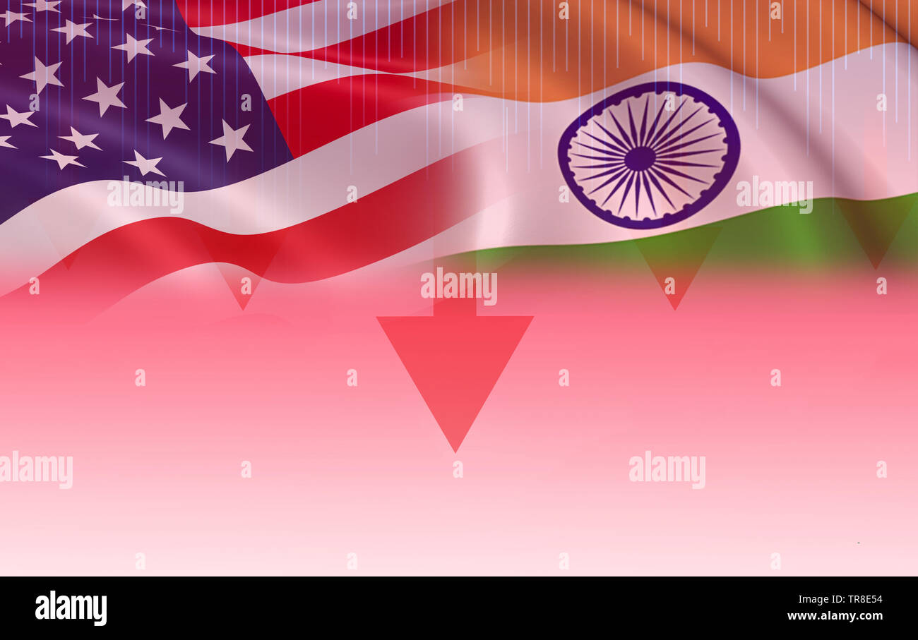 USA and India Trade war economy export United States of America / Candlestick graph stock market exchange analysis indicator trading chart business fi Stock Photo