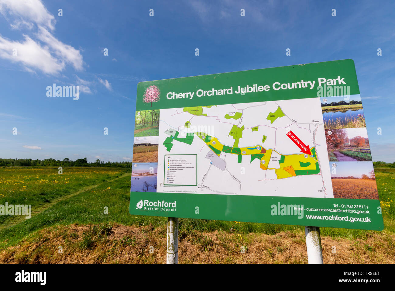 Map layout board of Cherry Orchard Jubilee Country Park, Rochford