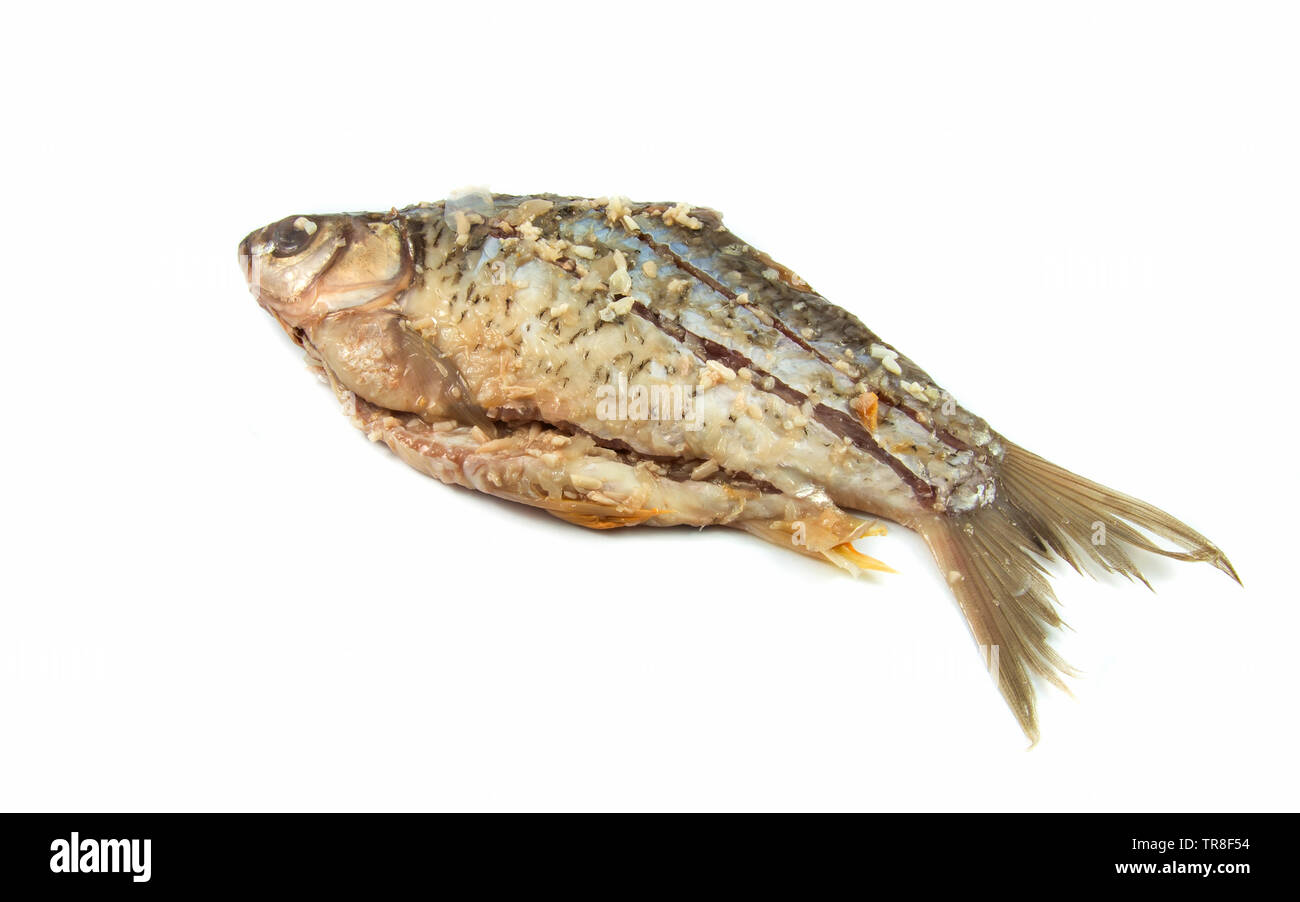 Pickled fish fermented isolated on white background / Food preservation