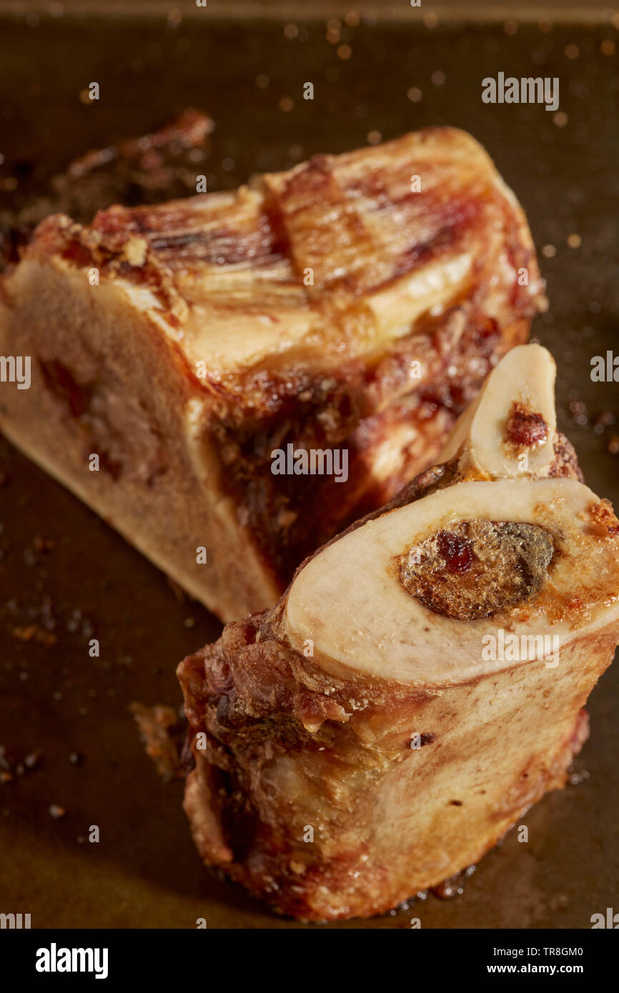 Roasted beef marrow bones Stock Photo Alamy