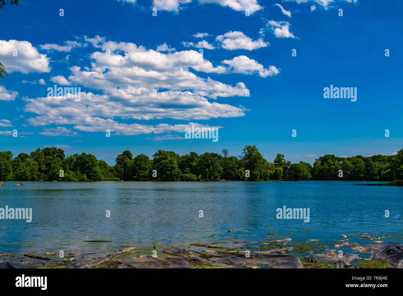 Prospect Park Lake And Blue Sky With Clouds Stock Photo Alamy