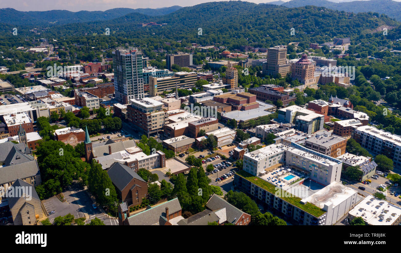 Aerial view of Downtown Asheville, NC, USA Stock Photo