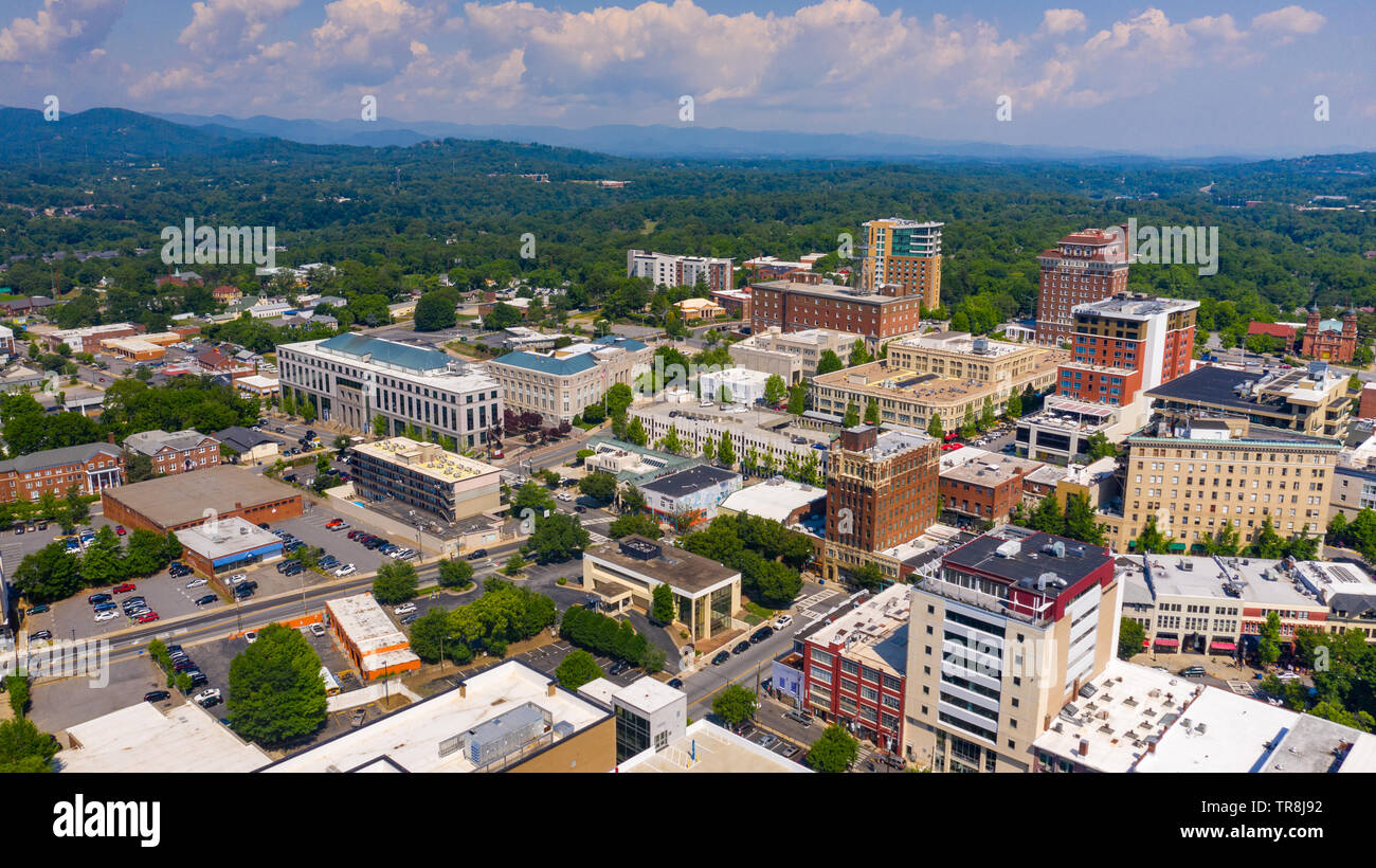 Aerial view of Downtown Asheville, NC, USA Stock Photo