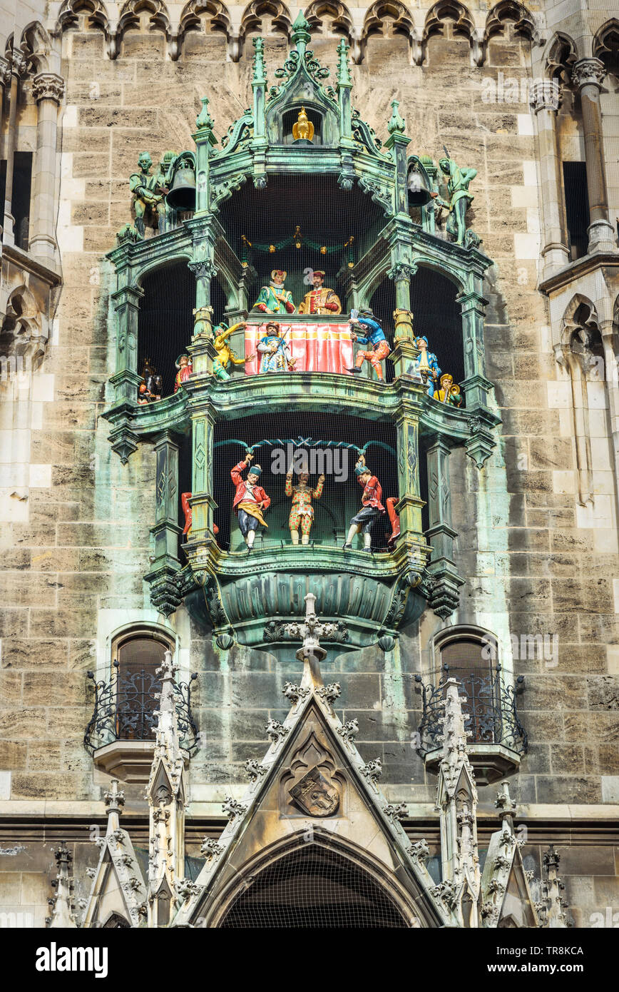 Glockenspiel is clock chimes of New Town Hall, town hall on Marienplatz
