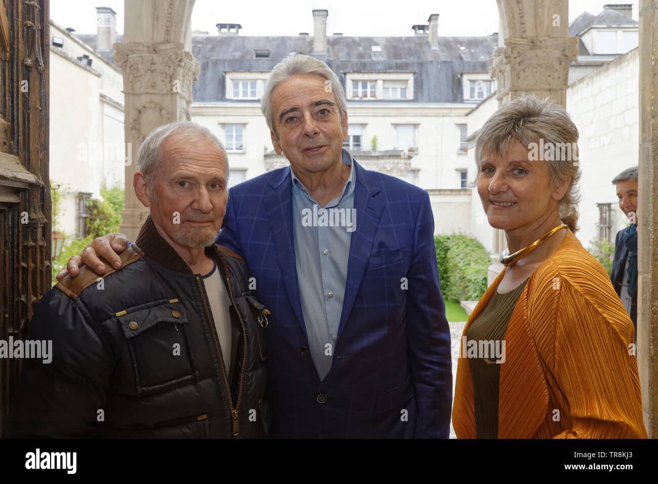 Tours, France.24th May,2019.J. Coville(L),G. Capazza & Sophie attend the Exhibition Re-naissance(s) of the Capazza Gallery in Tours, France Stock Photo