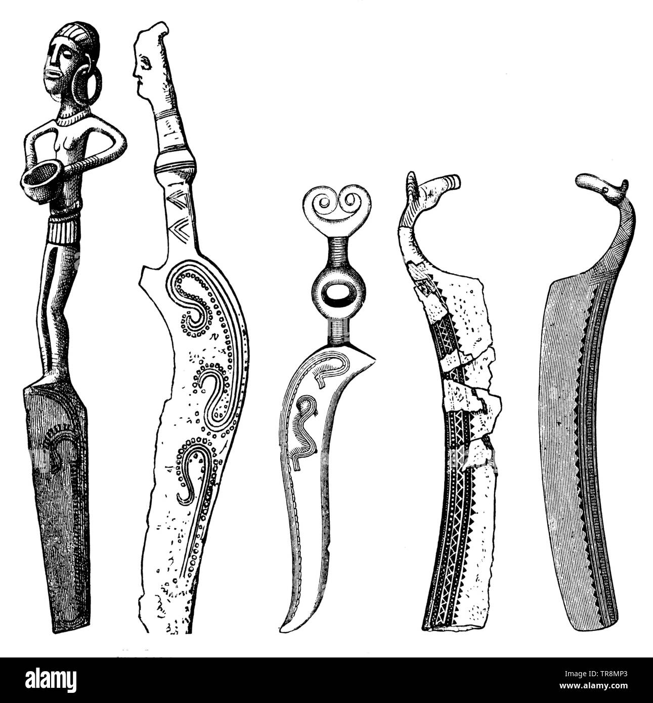 Knives of the Bronze Age after Montelius and Mestorf, ,  (art history book, 1900) Stock Photo