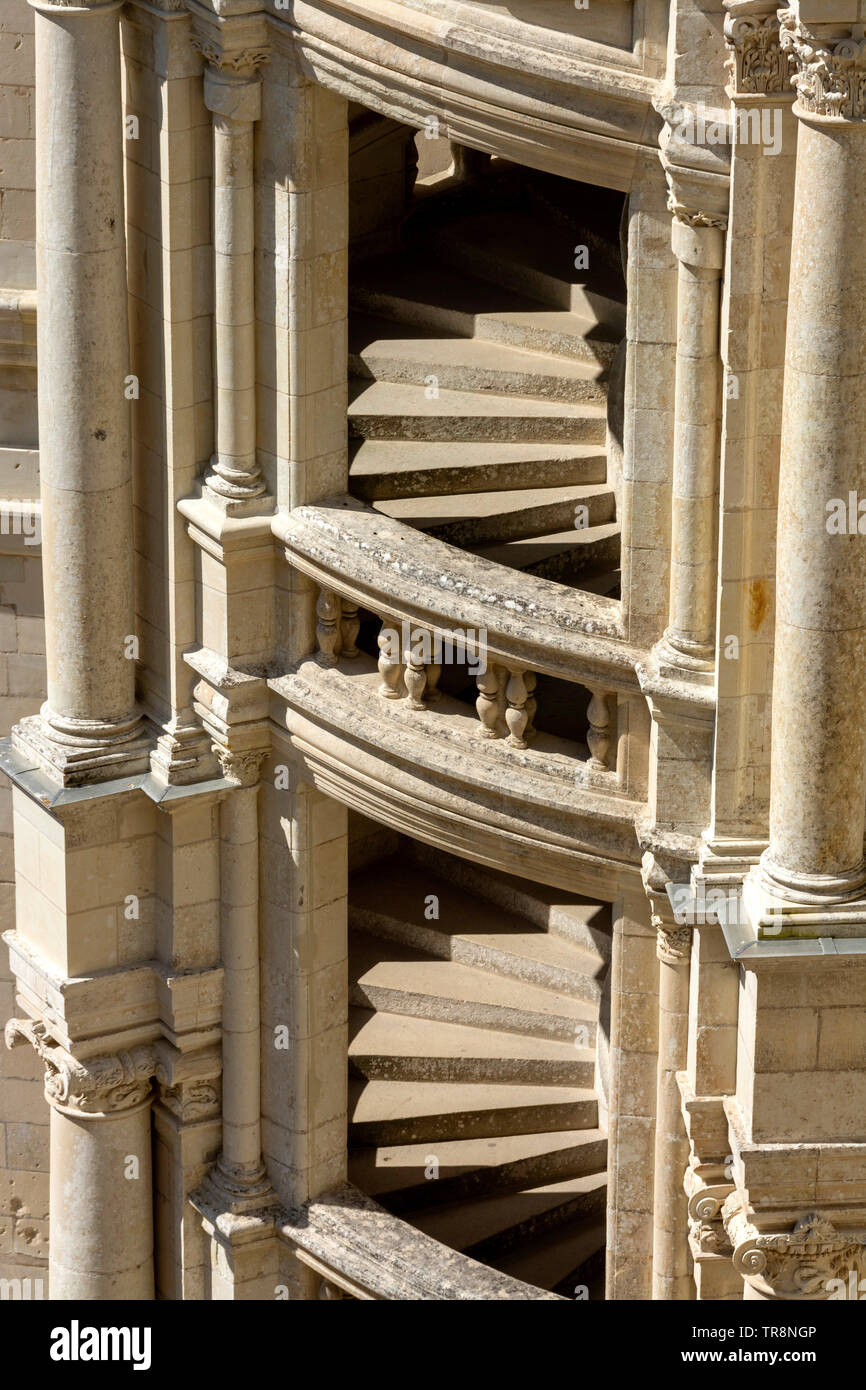 Outside tower of The Royal Chateau at Chambord, , Loire Valley, Loir-et-Cher department, Centre-Val de Loire, France, Europe Stock Photo