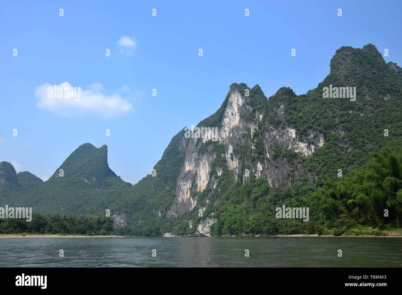 The area around small town Yangshuo in Guangxi Zhuang Autonomous Region in China is renowned for its karst landscape. Stock Photo