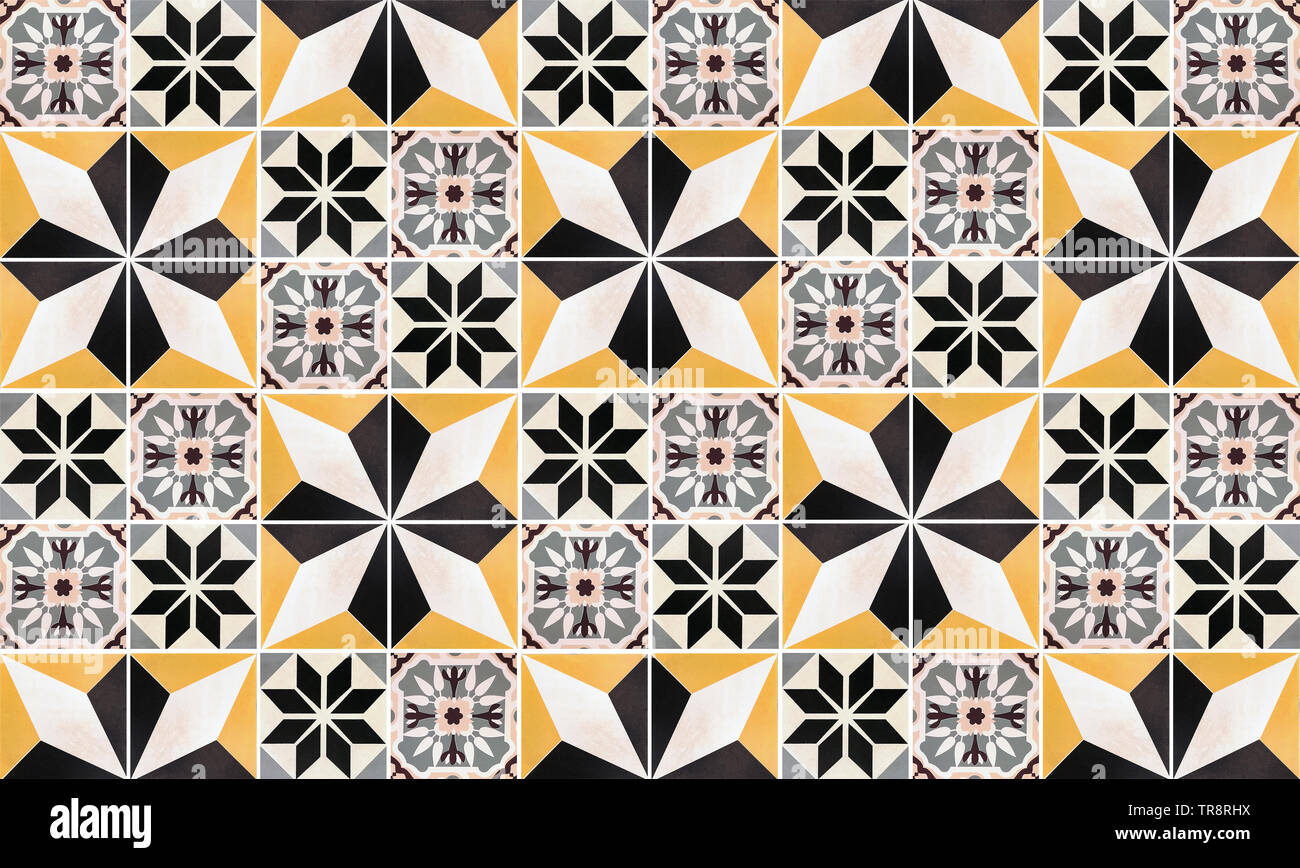 Ceramic Tiles Wall Background for Interior Home. Colorful Vintage Ceramic  Cement Tile Texture or Pattern and Wallpaper. A Floor of an Old House Stock  Photo - Alamy