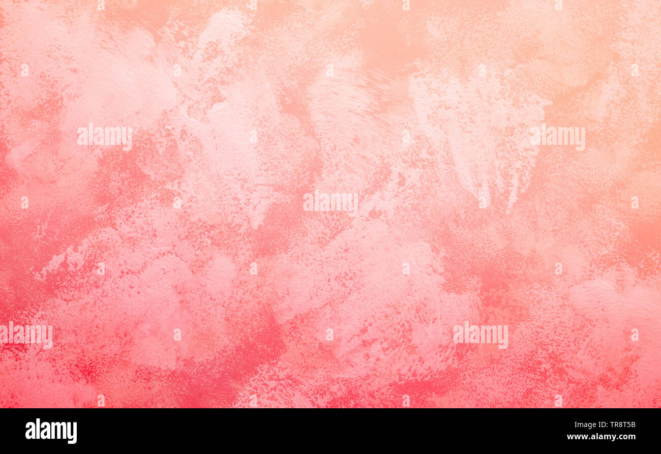 Abstract art painting in living coral tone color for texture background ideas. Stock Photo
