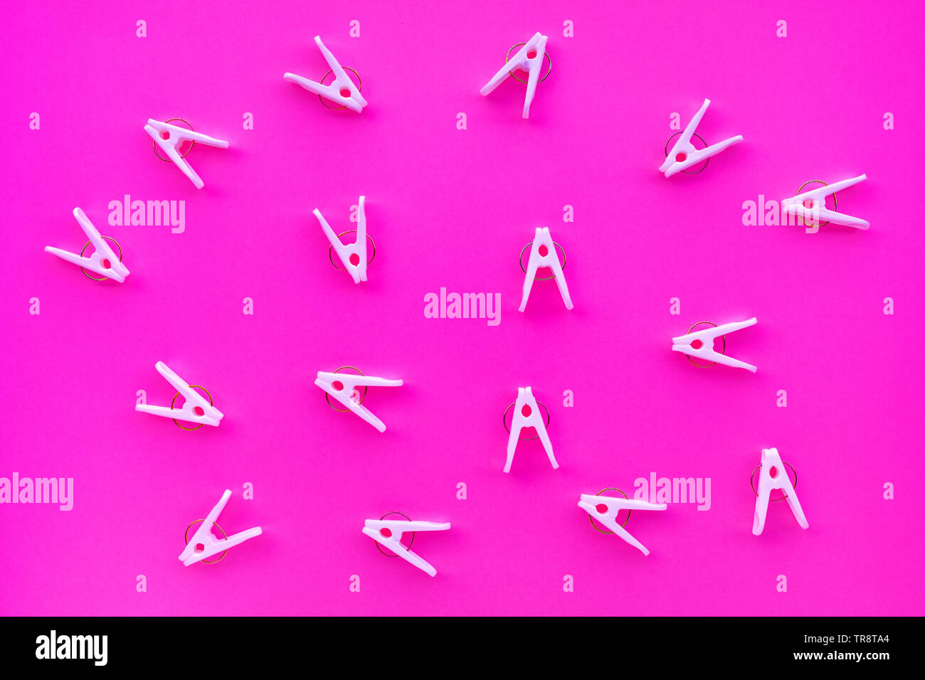 clothespins on pastel color background,copy space Stock Photo